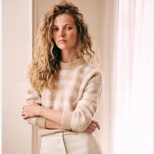 Sezane Becky Sweater, Size Small, Camel/Ecru